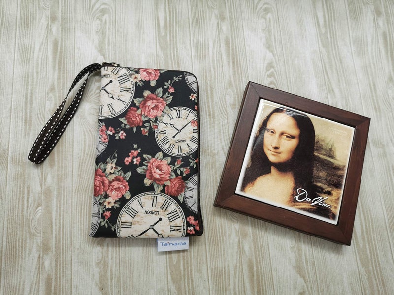 Tainada Women Universal Phone Wristlet Wallet Pouch, Dual Slots Zipper Purse Carry Case Bag for iPhone 16/15/14, 16/15/14 Pro Max, 16/15/14 Plus; Samsung S24+, S23 FE, A25, A54, Z Fold5 (Clock) - Image 4